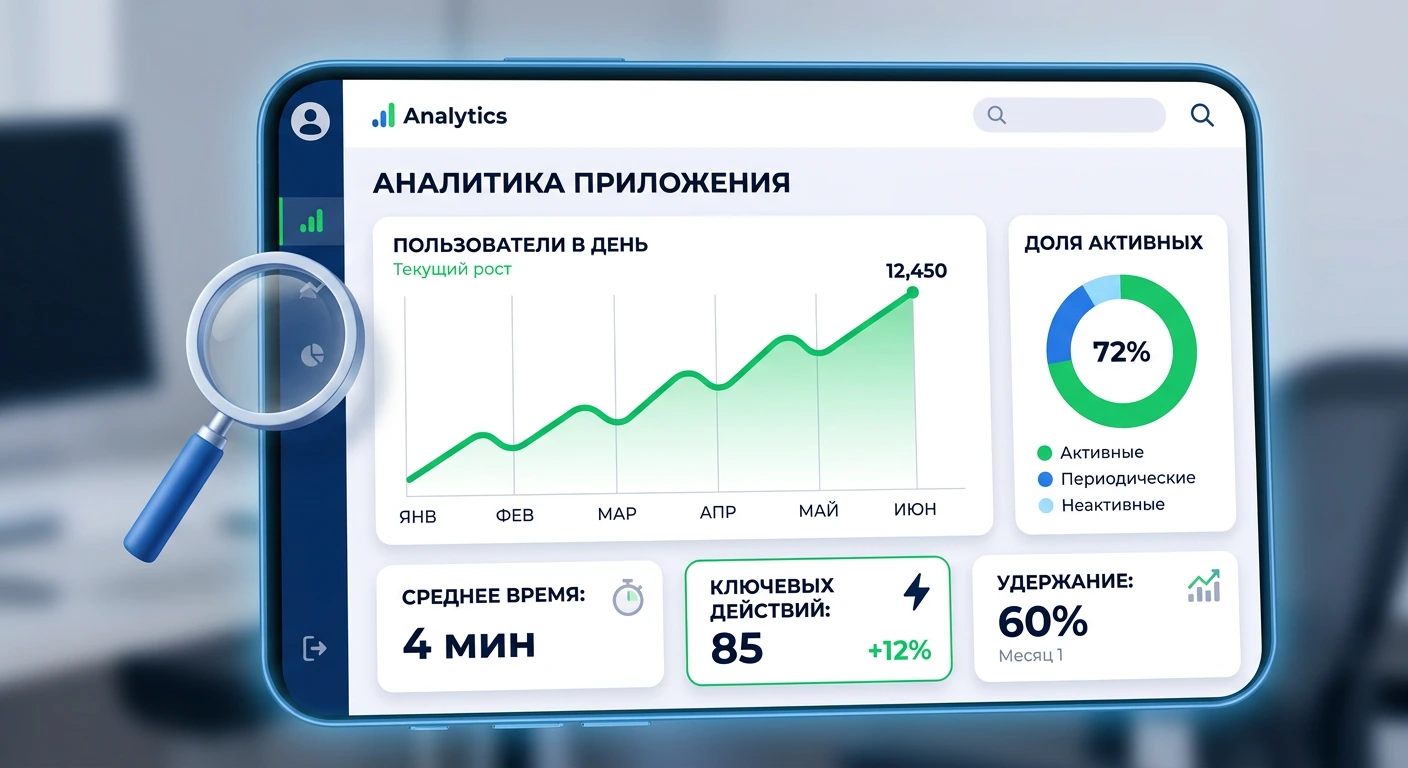 Firefly_Gemini Flash_Скриншот абстрактной аналитической панели (дашборда) в стиле приложения. На панели ра 528608.webp
