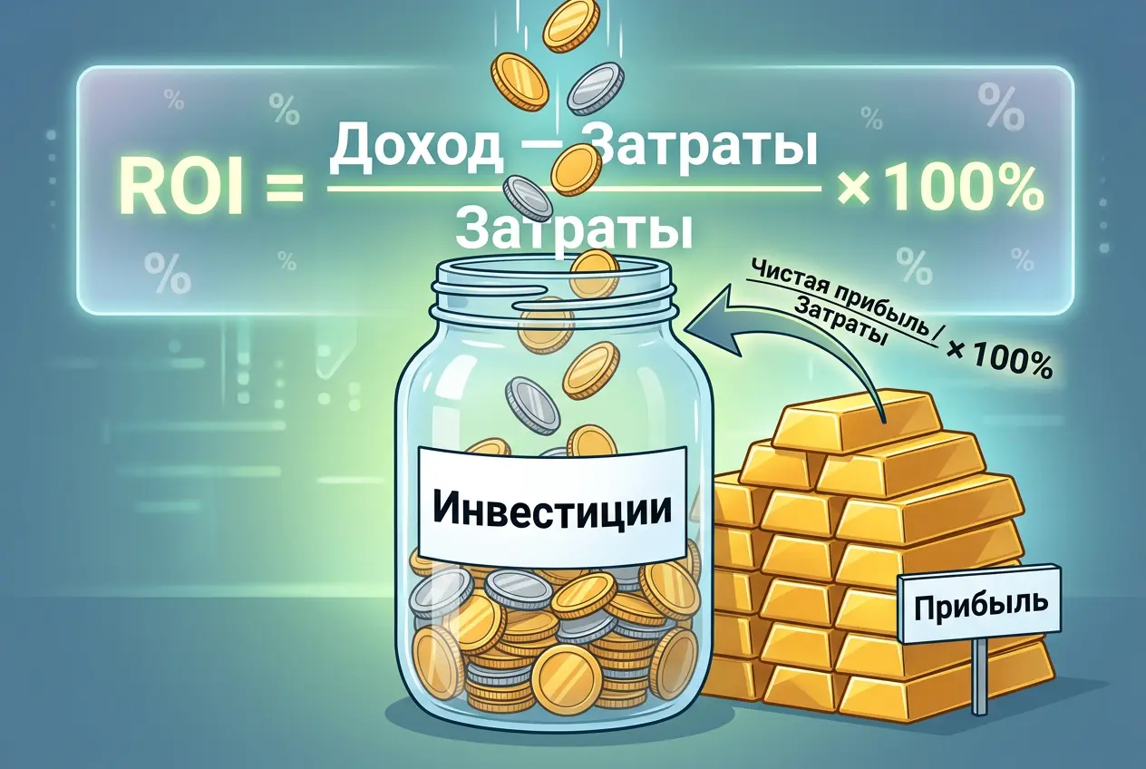 Firefly_Gemini Flash_Иллюстрация в стиле деловой инфографики. В центре — большая прозрачная банка с монета 799602.webp