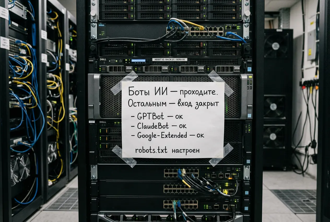 Firefly_Gemini Flash_Обычный технический серверный шкаф (стойка) с оборудованием. На передней панели одног 20327.webp