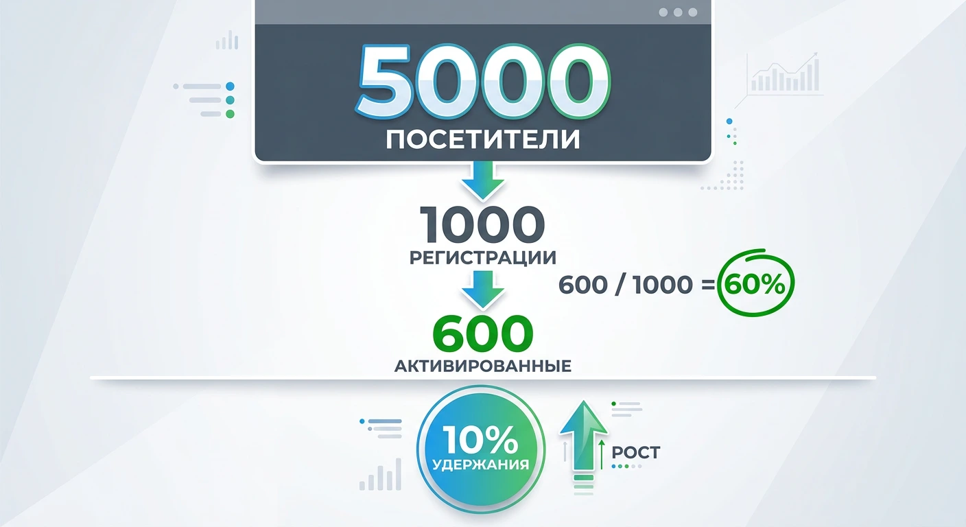 Firefly_Gemini Flash_Крупная инфографика. Вверху большая цифра «5000» на сером фоне (Посетители). Стрелка 528608.webp